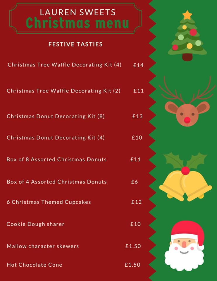 Lauren's Sweet Shop - Christmas Menu