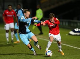 Salford's Leeds loanee,  Robbie Gotts, getting the better of Declan Drysdale (Image: Salford City FC)