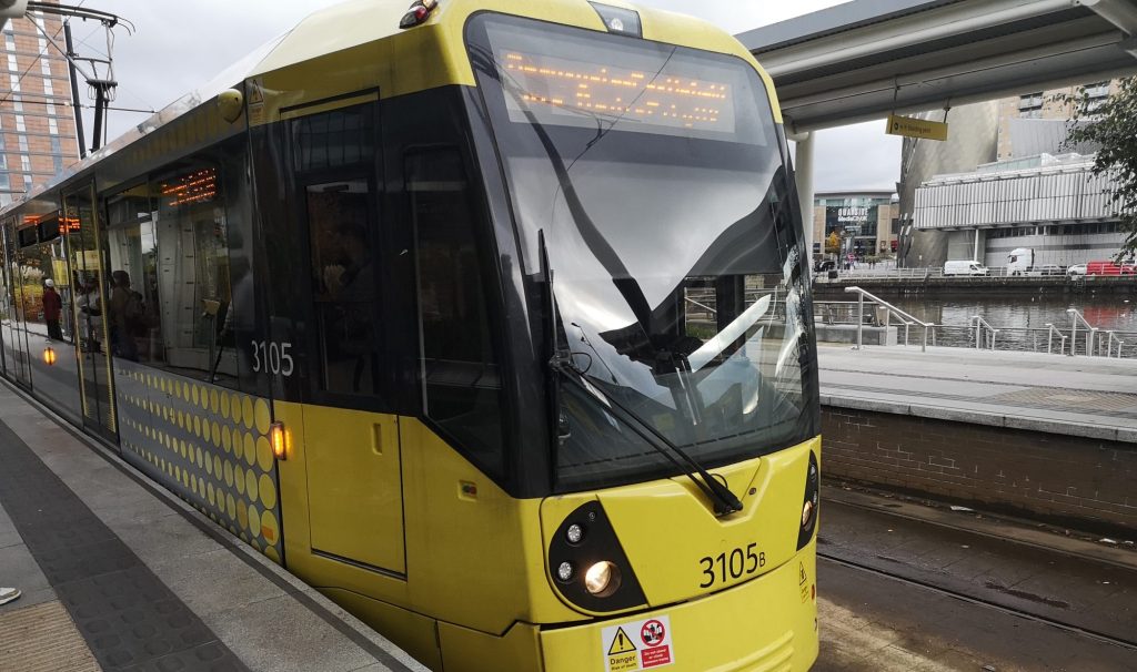 Tram disruptions arriving at MediaCity tram stop. Photo taken by myself (Ben Fieldhouse)