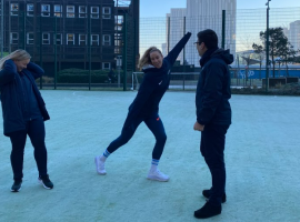 Karen Bardsley and Andy Burnham at The Pitch, Media City. Image Credit - Nicole Tomkins