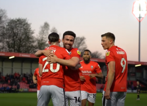 Louie Barry celebrating his goal via Salford Youtube 