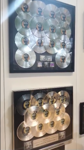 Gold and Platinum Records in frames