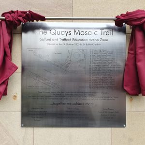 Rebecca unveiled the new plaque for The Quays Mosaic Trail with Tommy Charlton, as a Guest of Honour. - via Rebecca Long-Bailey