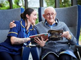 Natasha with Broughton House resident Phil McEvitt - via Broughton House