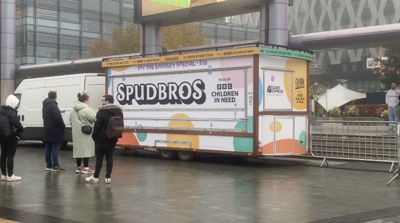 Spudbros' Children In Need stall in MediaCity, taken by Paul Coleman