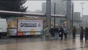 The Spud Bros van before opening this morning 