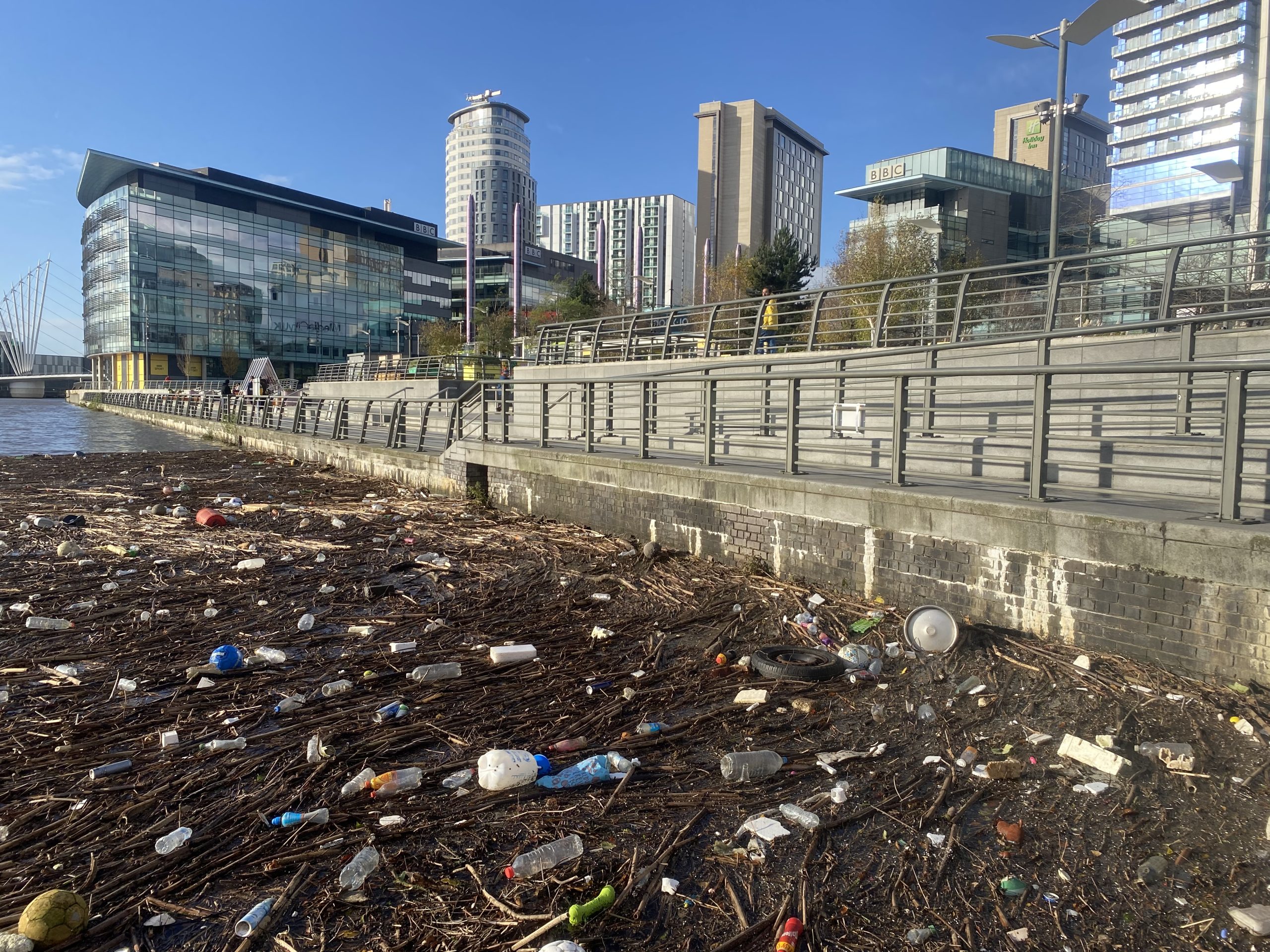 Debris to be cleaned from Salford Quays after Storm Bert