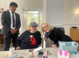 Pendleton Court - MP Rebecca Long Bailey with Home Manager, Anoj Kochera and resident  for UK Parliament Week - HC One