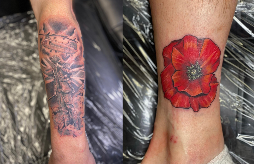 Remembrance Day tattoos from previous years at Old Empire Tattoo