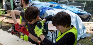 60 children from the Lowry Academy and St Edmunds RC School helped to get construction underway