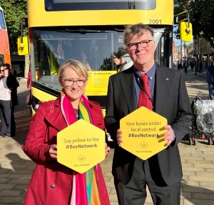 Rebecca Long Bailey Salford MP with Cllr Mike McCusker - Bee Network