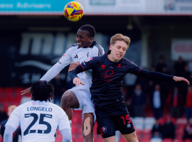 Tyrese Fornah in action for Salford City vs Cheltenham Town