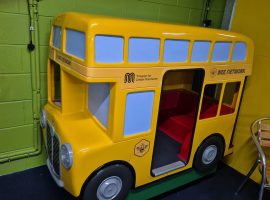 Bee network bus at Playkids soft play centre in Swinton