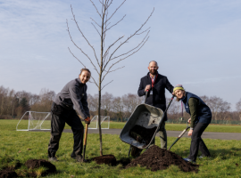 Grace Lee, Standards Officer, City of Trees; Paul Dennett, Salford City Mayor, Susan Halsall, Director of Education with Character, Salford City Academy