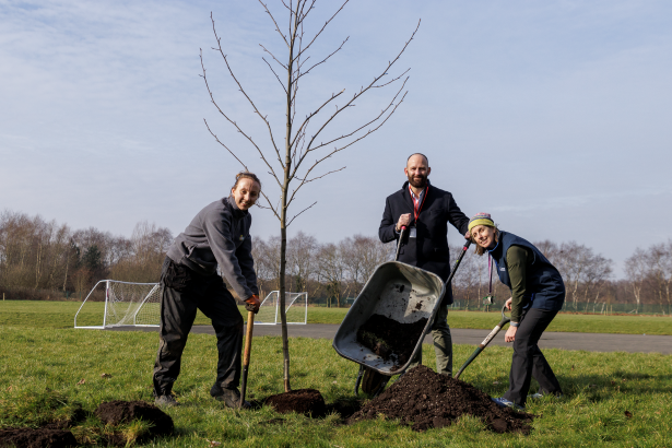 Grace Lee, Standards Officer, City of Trees; Paul Dennett, Salford City Mayor, Susan Halsall, Director of Education with Character, Salford City Academy - School - Salford City Council