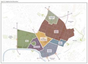 Map of planned new SRF border development area (Salford City Council, 2025).