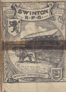 Swinton vs Wigan programme in 1929 - provided by representative at Swinton Lions, Stephen Johnson