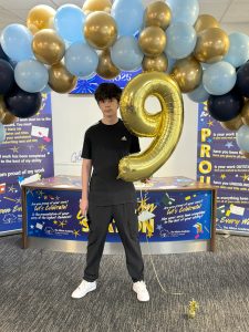 Grayson from The Albion Academy celebrating his GCSE results 