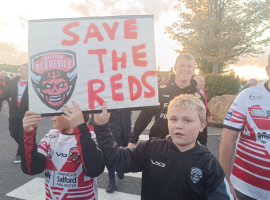 Salford Red Devils fans turned out in protest against the club's ownership throughout the season.