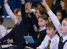 Salford Students hands up, Salford Council roll out road safety initiative