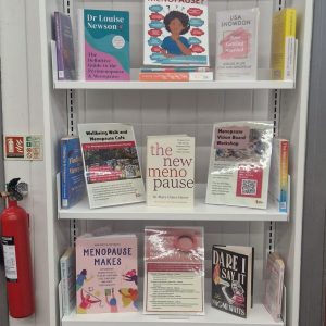 Menopause Awareness Display shelf in Height Library (Claire Gorton, 2025)