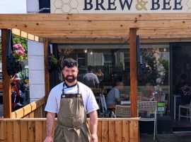 Adam Leyland-Hollingworth,  owner of Brew & Bee cafe, Walkden Road, Walkden