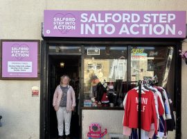 Salford Step into Action Community Shop and volunteer Liz Reece. Taken by: Lucy Hurst